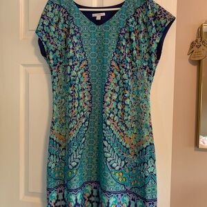 Isaac Mizrahi Vibrant Blue and Green Mini Dress